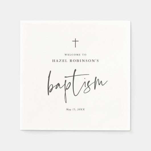 Eenvoudig Script White Baptisme Servet (Voorkant)