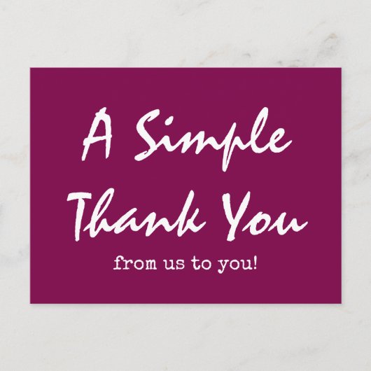 Eenvoudig Script Wijnkleurig Bedrijf Dank u Briefkaart (Voorkant)