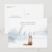 Eenvoudig script Winter Fox KerstFeestdagen Aankondigingskaart (Voorkant / Achterkant)