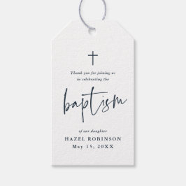 Eenvoudig script wit baptisme Dank u Cadeaulabel