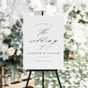 Eenvoudig Script Wit Budget Huwelijk Welkom Poster