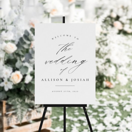 Eenvoudig Script Wit Budget Huwelijk Welkom Poster