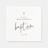 Eenvoudig Script Wit Doopsel Servet (Voorkant)