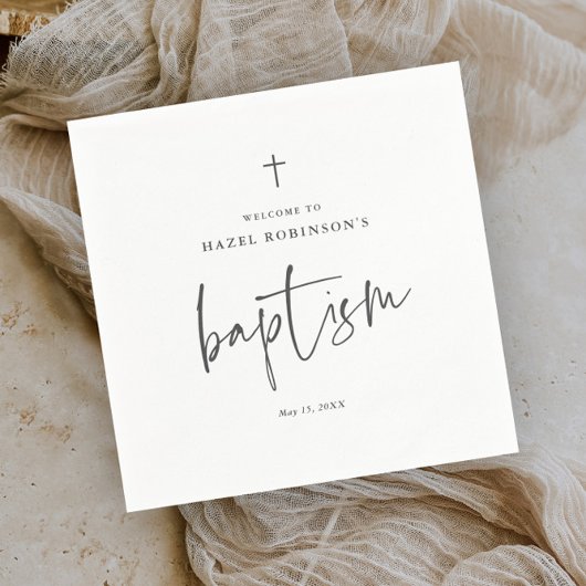 Eenvoudig Script Wit Doopsel Servet