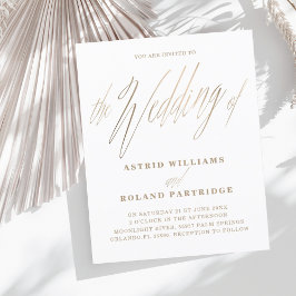 Eenvoudig Script Wit & Goud Budget Bruiloft