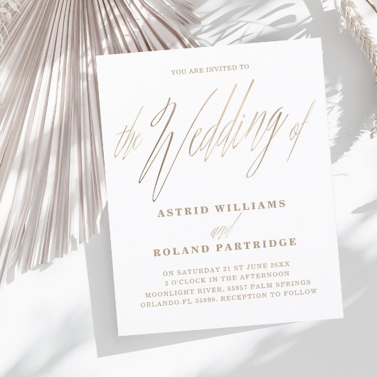 Eenvoudig Script Wit & Goud Budget Bruiloft