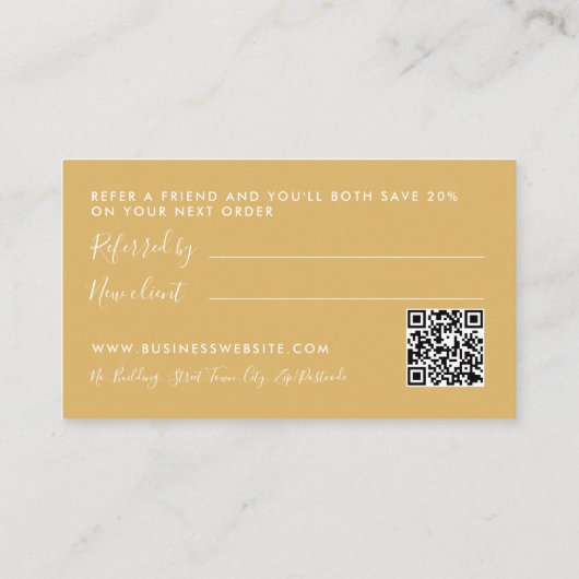 Eenvoudig script - Wit & Goud - Referral Kaart (Achterkant)