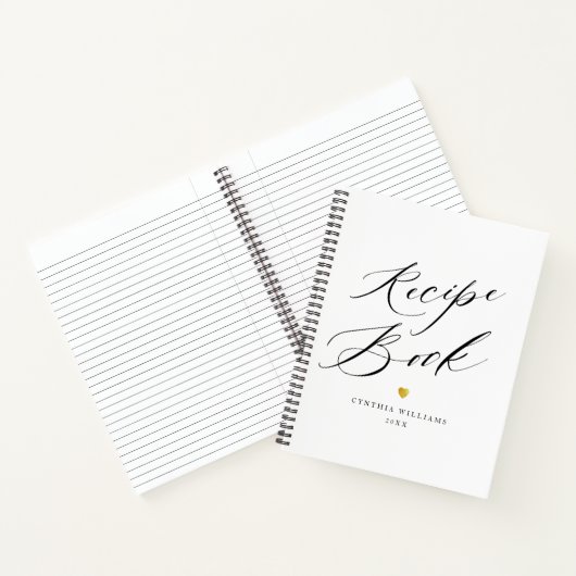 eenvoudig script zwart en wit notitieboek (Binnen)