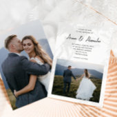 Eenvoudig Script Zwart en Wit Twee Foto's Trouwen Kaart