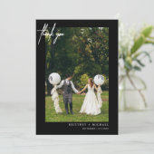 Eenvoudig Script Zwart Foto Modern Dank je Kaart (Staand voorkant)