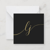 Eenvoudig script Zwart Goud Gepersonaliseerde brie Notitiekaartje (Achterkant)