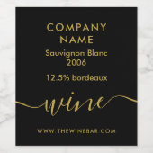 Eenvoudig script - Zwart & Goud Wijn Etiket (Enkel label)