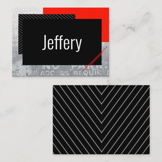 Eenvoudig script, zwart, grijs, witte streep plaatskaartje (Voorkant / Achterkant)