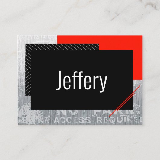 Eenvoudig script, zwart, grijs, witte streep plaatskaartje (Voorkant)