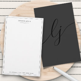 Eenvoudig script zwart modern gepersonaliseerd bri briefpapier