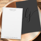 Eenvoudig script zwart modern gepersonaliseerd bri briefpapier