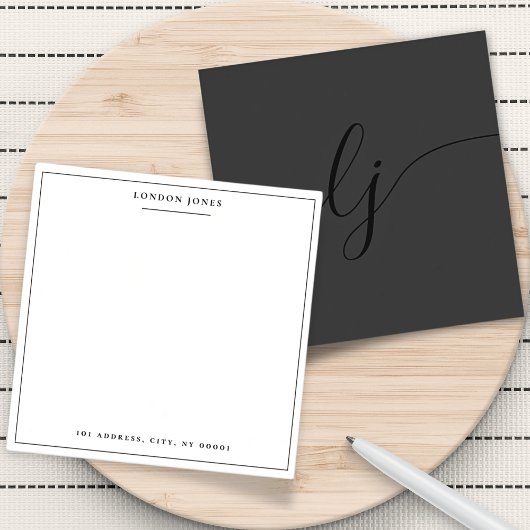 Eenvoudig script Zwart Modern gepersonaliseerd bri Notitiekaartje