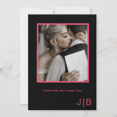 Eenvoudig script zwart & roze minimalistische foto bedankkaart (Voorkant)