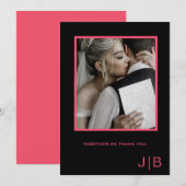 Eenvoudig script zwart & roze minimalistische foto bedankkaart (Voorkant / Achterkant)