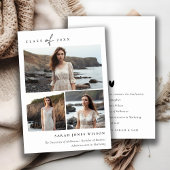 Eenvoudig Script Zwart & Wit 3 Foto Afstuderen Aankondiging