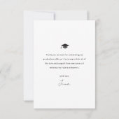 Eenvoudig script zwart-wit afstuderen bedankkaart (Achterkant)