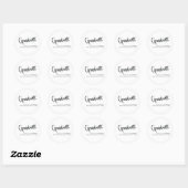 Eenvoudig Script Zwart-wit Afstuderen Ronde Sticker (Vel)