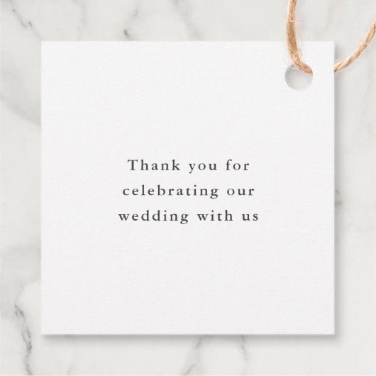 Eenvoudig script Zwart-wit bruiloft Dank u Bedankjes Labels (Achterkant)