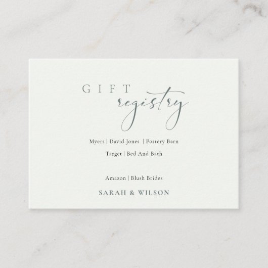 Eenvoudig script, zwart/wit, cadeauregister informatiekaartje (Voorkant)