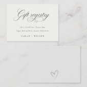 Eenvoudig script, zwart/wit, cadeauregister informatiekaartje (Voorkant / Achterkant)