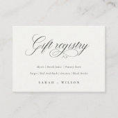 Eenvoudig script, zwart/wit, cadeauregister informatiekaartje (Voorkant)