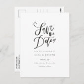 Eenvoudig script Zwart-wit De datum opslaan Briefkaart (Voorkant / Achterkant)