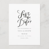 Eenvoudig script Zwart-wit De datum opslaan Briefkaart (Voorkant)