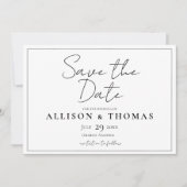 Eenvoudig script Zwart-wit De datum opslaan Save The Date (Voorkant)