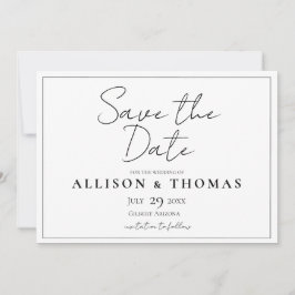 Eenvoudig script Zwart-wit De datum opslaan Save The Date
