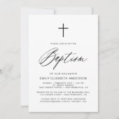 Eenvoudig script zwart-wit doop kaart (Voorkant)