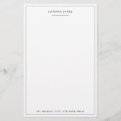 Eenvoudig script zwart-wit gepersonaliseerd briefp briefpapier (Voorkant)
