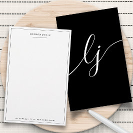 Eenvoudig script zwart-wit gepersonaliseerd briefp briefpapier