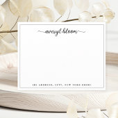 Eenvoudig script Zwart Wit Gepersonaliseerde brief Notitiekaartje