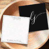 Eenvoudig script Zwart Wit Gepersonaliseerde brief Notitiekaartje