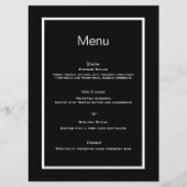 Eenvoudig script zwart wit minimalist menu (Voorkant)