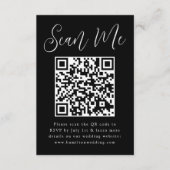 Eenvoudig script zwart-wit QR-code trouw-RSVP Informatiekaartje (Voorkant)