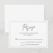 Eenvoudig script zwart-wit RSVP kaartje (Voorkant / Achterkant)
