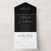 Eenvoudig script zwart-wit Weddenschap All In One Uitnodiging (Binnen)