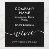 Eenvoudig script - Zwart & Wit Wijn Etiket (Enkel label)