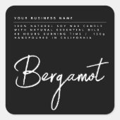 Eenvoudig script zwarte kaars, productlabel vierkante sticker (Voorkant)