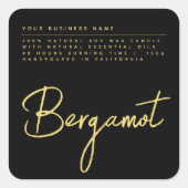 Eenvoudig script zwarte kaars, productlabel vierkante sticker (Voorkant)