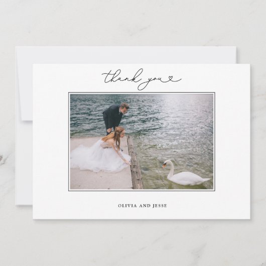 Eenvoudig scripthart Hartelijk dank voor uw trouwf Bedankkaart (Voorkant)