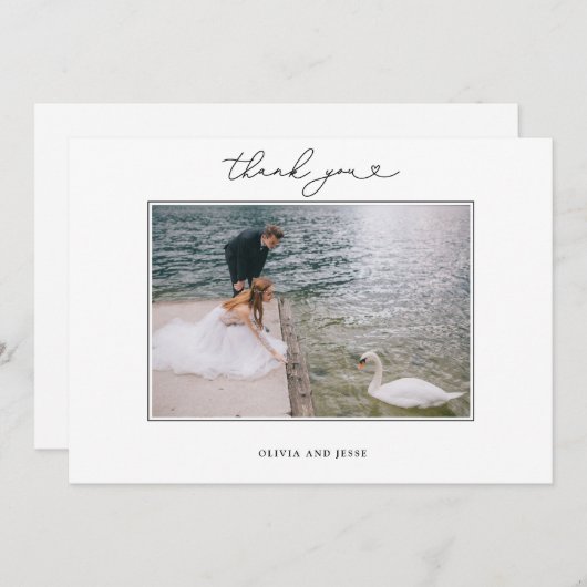 Eenvoudig scripthart Hartelijk dank voor uw trouwf Bedankkaart (Voorkant / Achterkant)