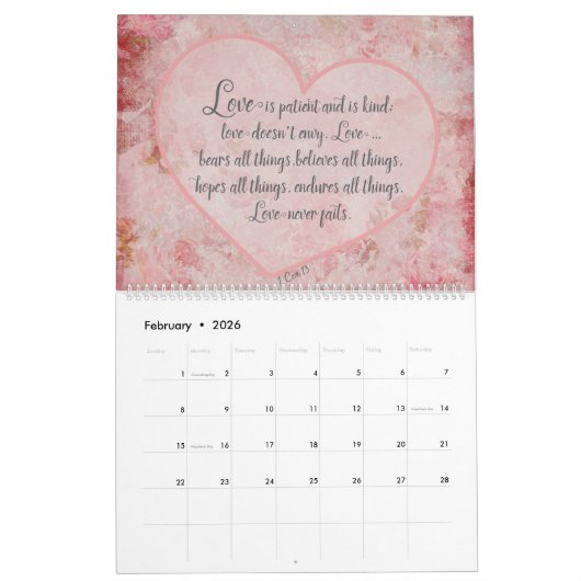 Eenvoudig Scripting Floral Calendar Kalender (Feb 2026)