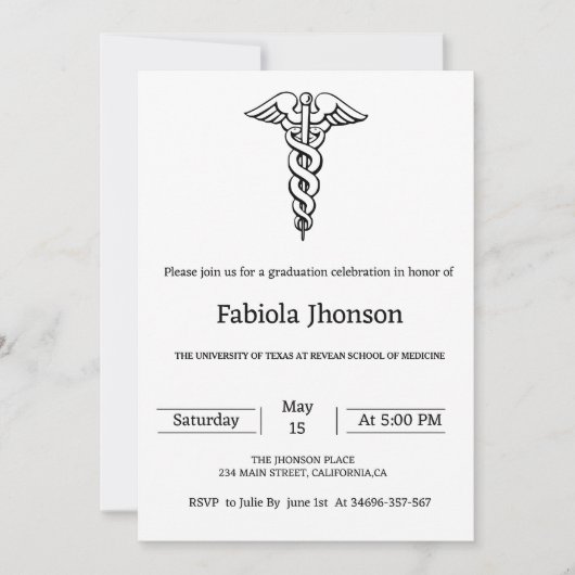 Eenvoudig scriptuniversitair afstuderen van het re aankondiging (Voorkant)